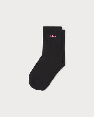 Schwarze Socken mit rosa Logo