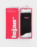 Black Socks with Pink Logo