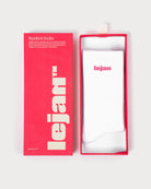 Calcetines barefoot Lejan blancos con logo rosa, en su caja