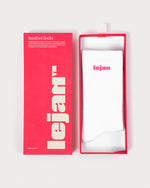 White Socks with Pink Logo